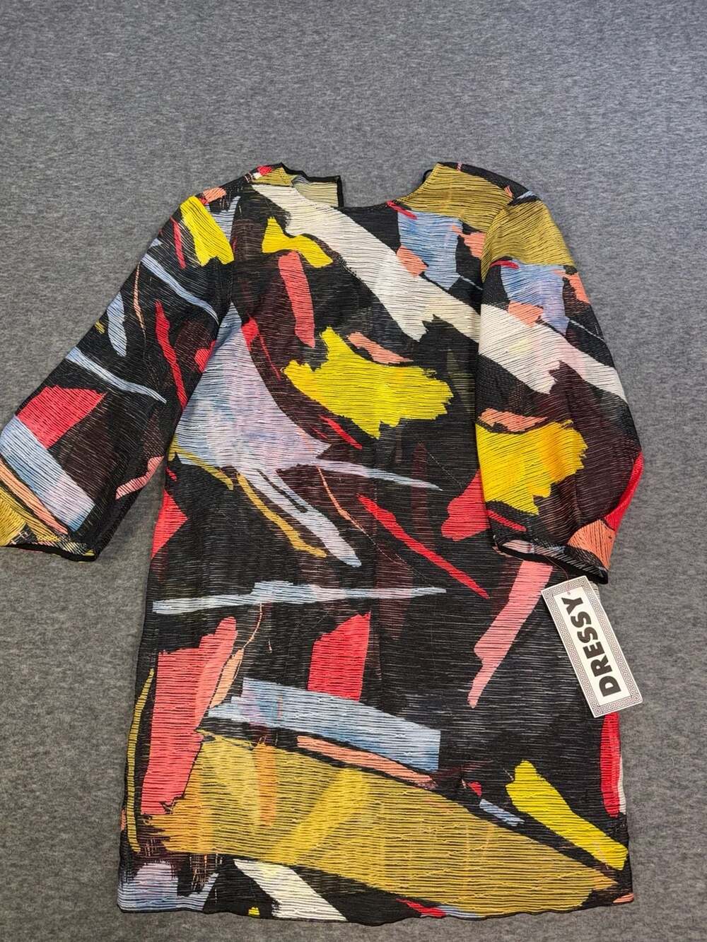 Josie Natori Printed Gauze Abstract Brushstroke Shift Dress Size 4